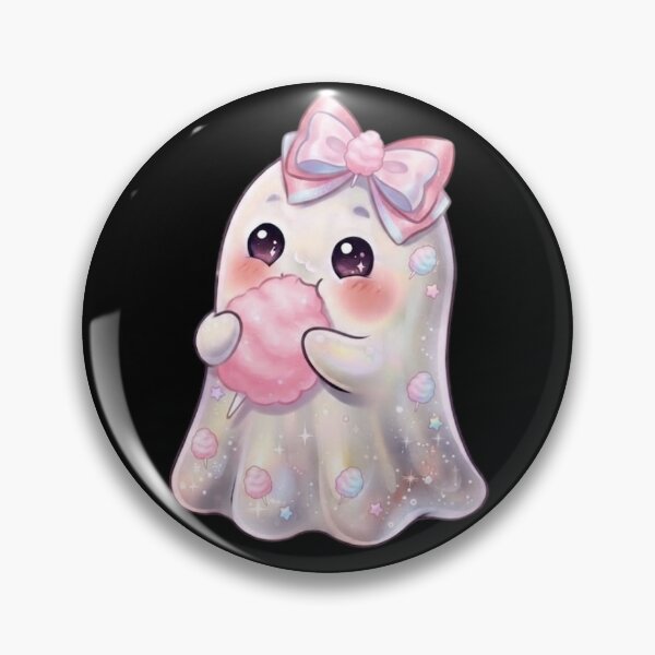 Item preview, Cute Kawaii Ghost Eating a Cotton Candy Design / Pink /  Carnival Food / Tops / For kids / Halloween Decors / Foodie T-shirts mugs stickers phone case journal poster designed and sold by TeenLake.