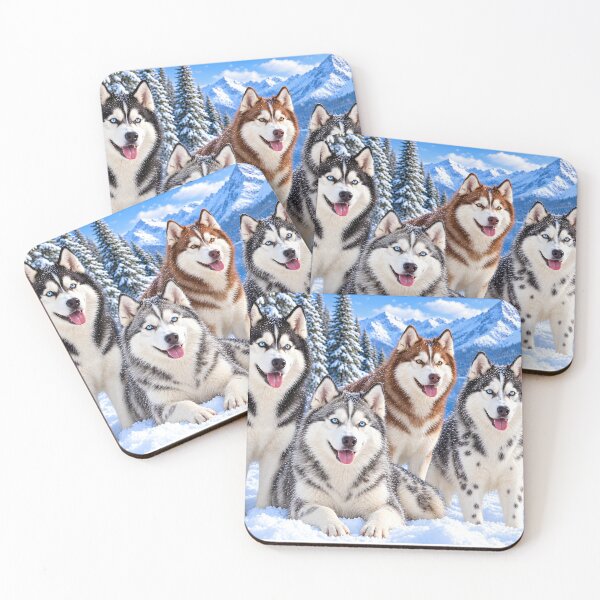 Item preview, Four Alaskan Huskies in Winter designed and sold by MagicCrystal.