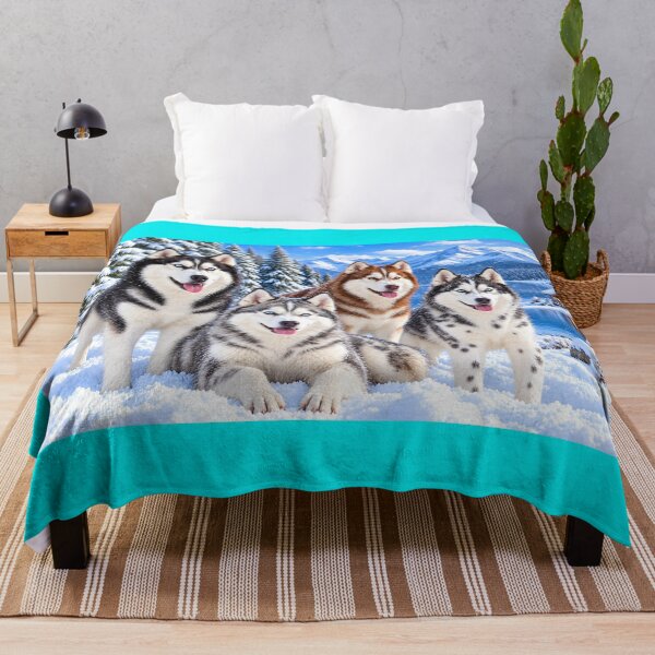 Item preview, Four Alaskan Huskies in Winter designed and sold by MagicCrystal.