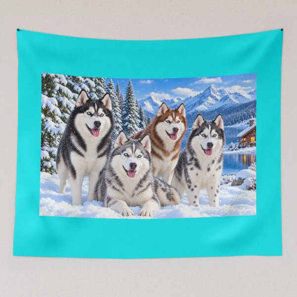 Item preview, Four Alaskan Huskies in Winter designed and sold by MagicCrystal.