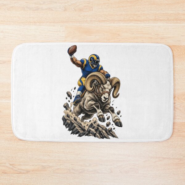 Item preview, Los Angeles Football Player Riding A Giant Ram Graphic designed and sold by dartoffofo⭐⭐⭐⭐⭐.