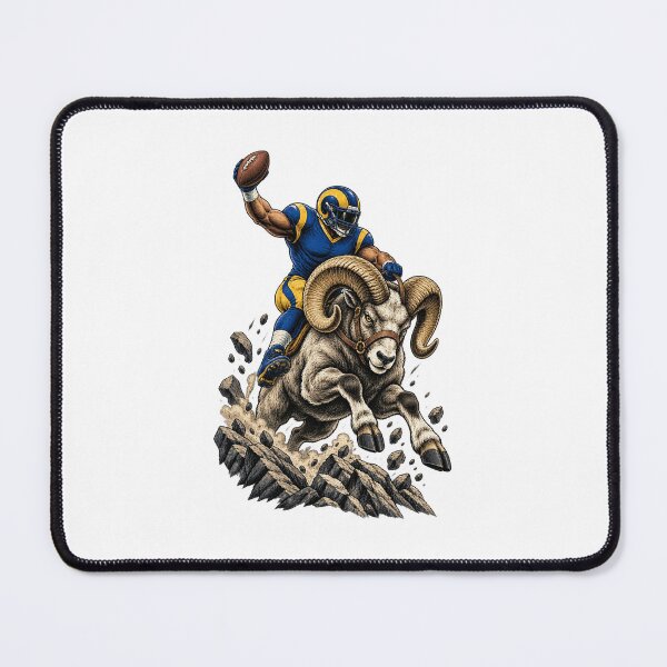 Item preview, Los Angeles Football Player Riding A Giant Ram Graphic designed and sold by dartoffofo⭐⭐⭐⭐⭐.