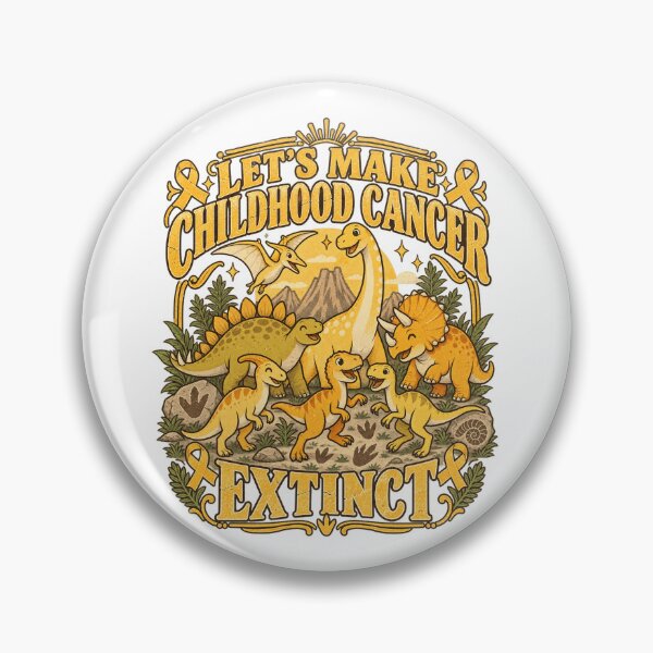 Item preview, Lets Make Childhood Cancer Extinct Cute Dinosaurs Gold Ribbon Design designed and sold by SEINENGAPPI12.
