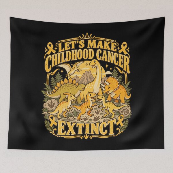 Item preview, Lets Make Childhood Cancer Extinct Cute Dinosaurs Gold Ribbon Design designed and sold by SEINENGAPPI12.
