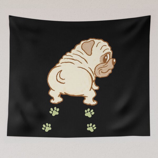 Item preview,  Cute Pug Looking Back with Paw Prints designed and sold by NancyxEasSHOP.