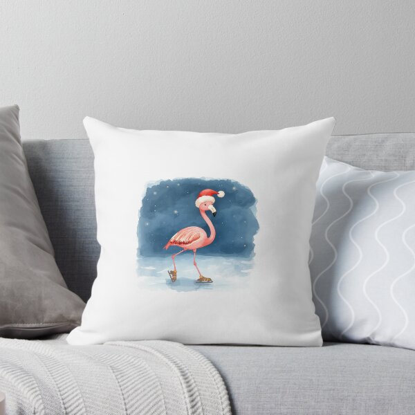 Item preview, Funny Christmas Flamingo Ice Skating – Watercolor Holiday Flamingo with Santa Hat designed and sold by mayatA-rt.
