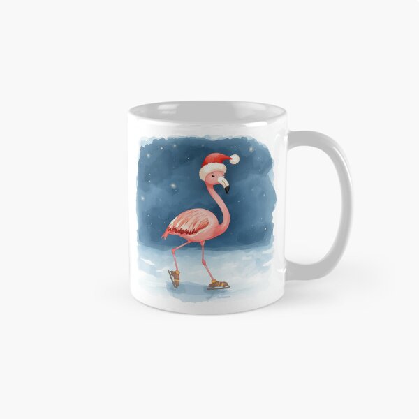 Item preview, Funny Christmas Flamingo Ice Skating – Watercolor Holiday Flamingo with Santa Hat designed and sold by mayatA-rt.