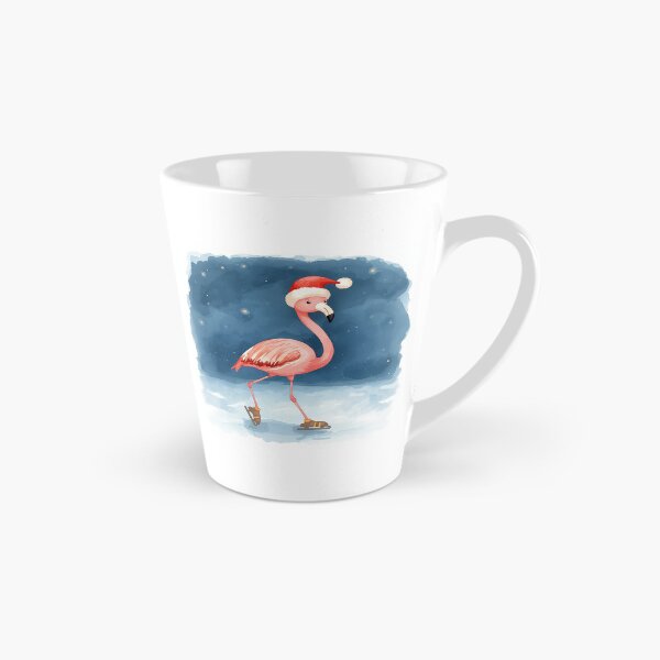 Item preview, Funny Christmas Flamingo Ice Skating – Watercolor Holiday Flamingo with Santa Hat designed and sold by mayatA-rt.