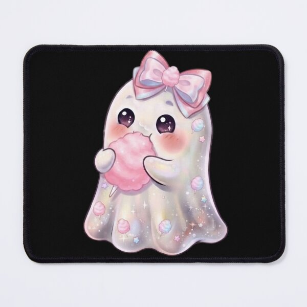 Item preview, Cute Kawaii Ghost Eating a Cotton Candy Design / Pink / Carnival Food / Tops / For kids / Halloween Decors / Foodie T-shirts mugs stickers phone case journal poster designed and sold by TeenLake.