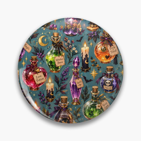 Item preview, Halloween Pattern: fantasy witchy magic potions designed and sold by DreamagineArtDesign.
