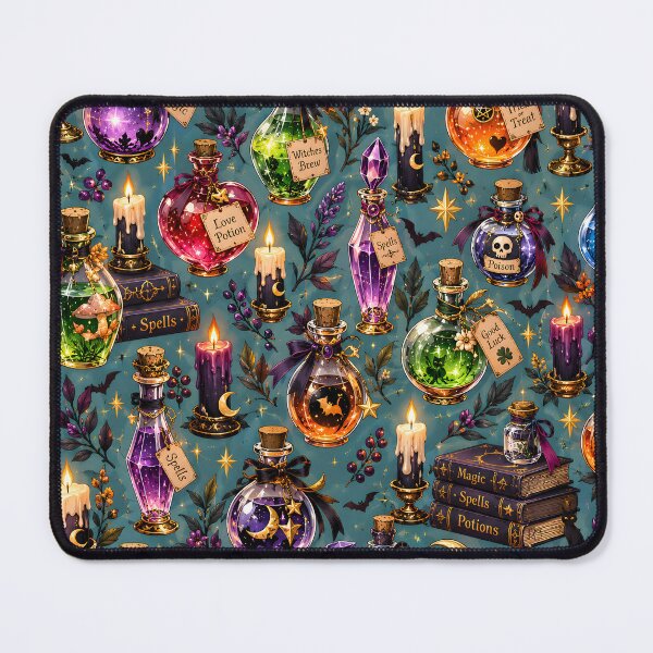 Item preview, Halloween Pattern: fantasy witchy magic potions designed and sold by DreamagineArtDesign.