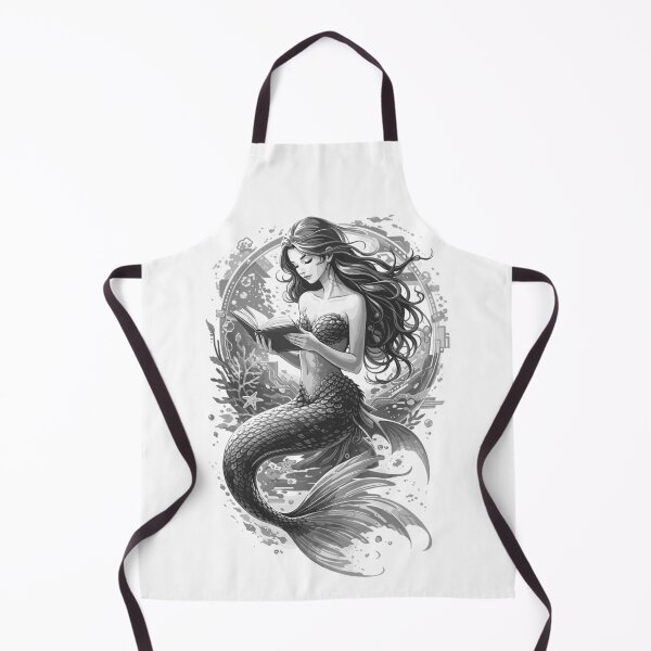 Item preview, Mermaid reading a book | Black and white design designed and sold by Pineapple-Tree.