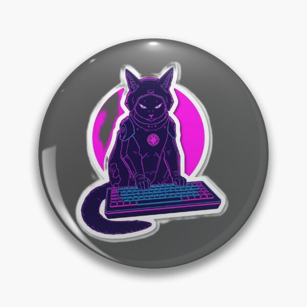 Artikelvorschau, Cyberpunk-Katzen-Gamer-Tastatur-Neonaufkleber entworfen und verkauft von CyberPaws Art.