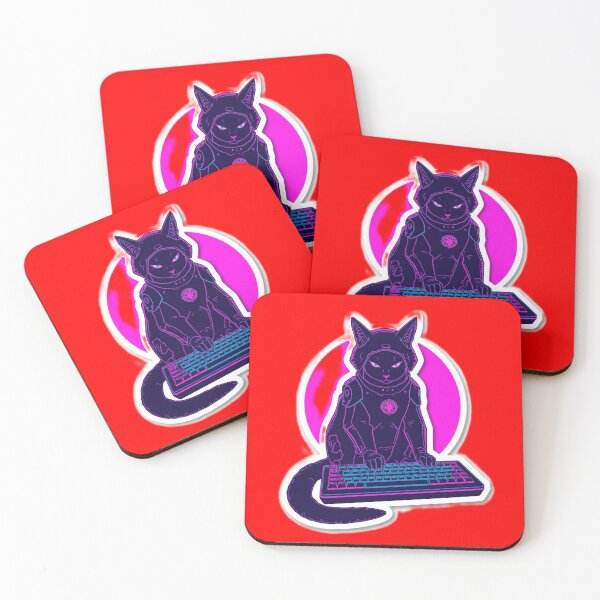 Item preview, Cyberpunk Cat Gamer Mechanical Keyboard Neon Sticker designed and sold by CyberPaws Art.