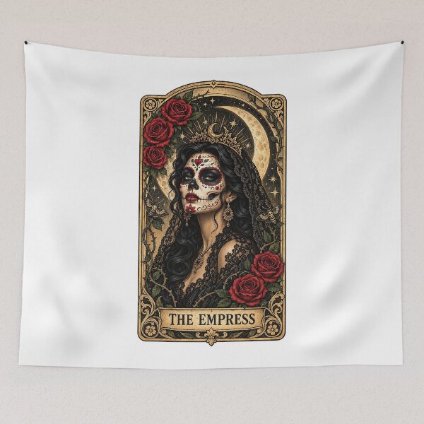 Item preview, The Empress Sugar Skull Dia De Los Muertos Tarot Card Rose Vintage designed and sold by dartoffofo⭐⭐⭐⭐⭐.