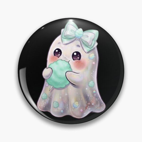 Item preview, Cute Kawaii Ghost Eating a Cotton Candy Design / Baby Blue /  Carnival Food / Tops / For kids / Halloween Decors / Foodie T-shirts mugs stickers phone case journal poster designed and sold by TeenLake.
