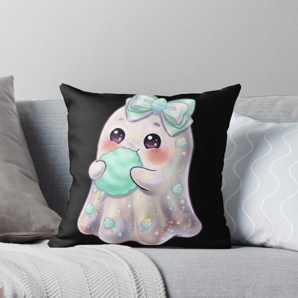 Item preview, Cute Kawaii Ghost Eating a Cotton Candy Design / Baby Blue /  Carnival Food / Tops / For kids / Halloween Decors / Foodie T-shirts mugs stickers phone case journal poster designed and sold by TeenLake.