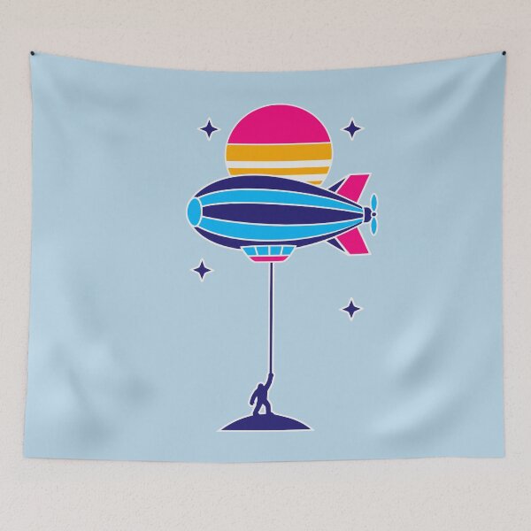 Item preview, Retro Synthwave Zeppelin Airship and Neon Sunset Design designed and sold by KungPowUnicorn.