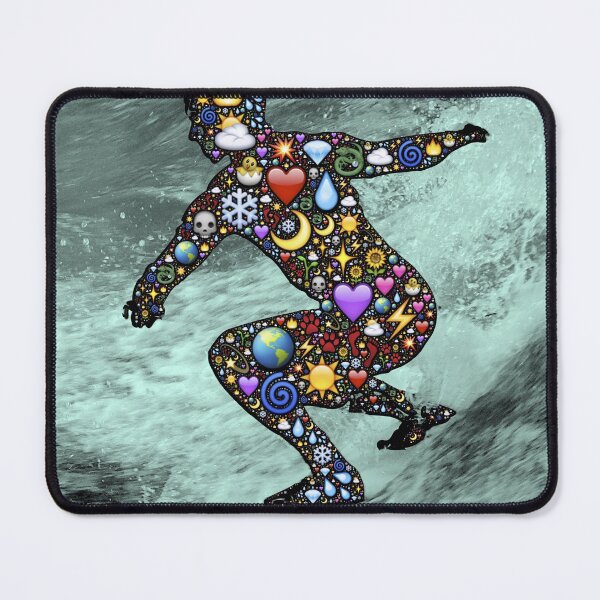 Item preview, Colorful Emoji Surfer Silhouette | Mosaic Ocean Wave Pop Art designed and sold by Elite Wall Art.
