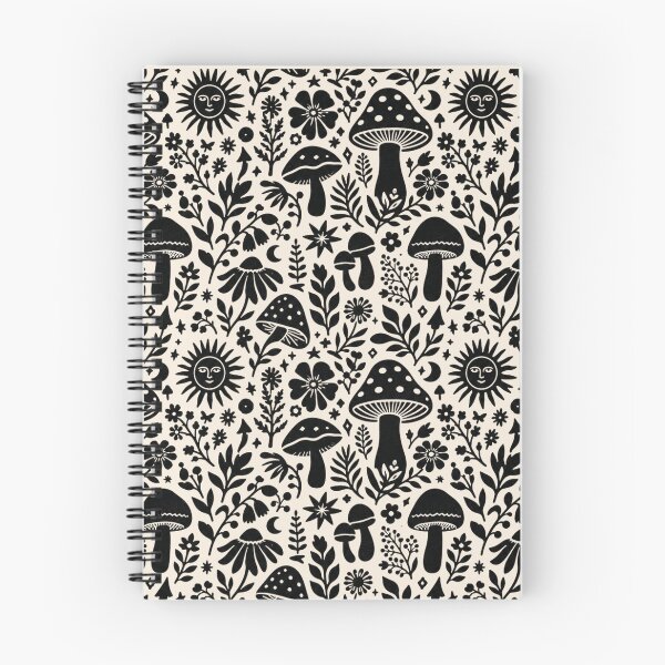 Item preview, Mystical Mushroom & Botanical Garden - Celestial Linocut Pattern  designed and sold by Modern Antique Atelier .