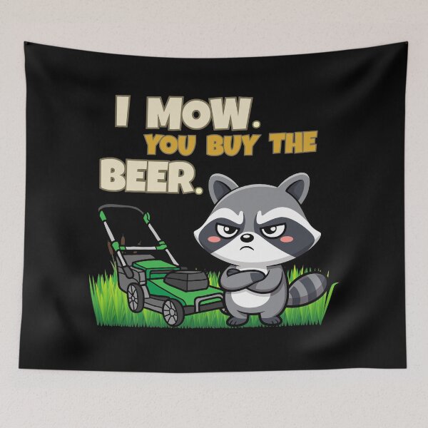 Item preview, I Mow You Buy The Beer Funny Raccoon Lawn Mower Dad Humor Art designed and sold by W&RParadise.