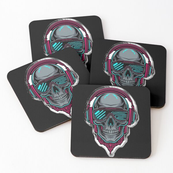 Item preview, Cyberpunk Skull Neon Headset and Goggles Sci-Fi Sticker designed and sold by CyberPaws Art.