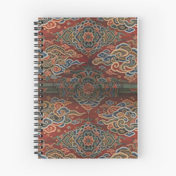 Item preview, Korean Royal Dancheong Seamless Pattern: Traditional Red Wood, Auspicious Clouds & Palace Art Print, Tapestry & Home Decor designed and sold by SOOstudio73.