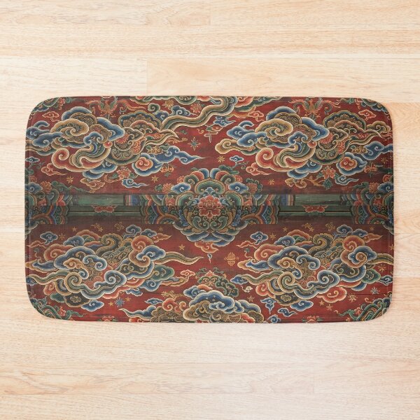 Item preview, Korean Royal Dancheong Seamless Pattern: Traditional Red Wood, Auspicious Clouds & Palace Art Print, Tapestry & Home Decor designed and sold by SOOstudio73.