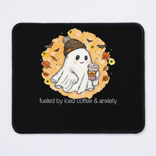 Item preview, Fueled By Iced Coffee & Anxiety Ghost Holding Iced Coffee Halloween designed and sold by NancyxEasSHOP.