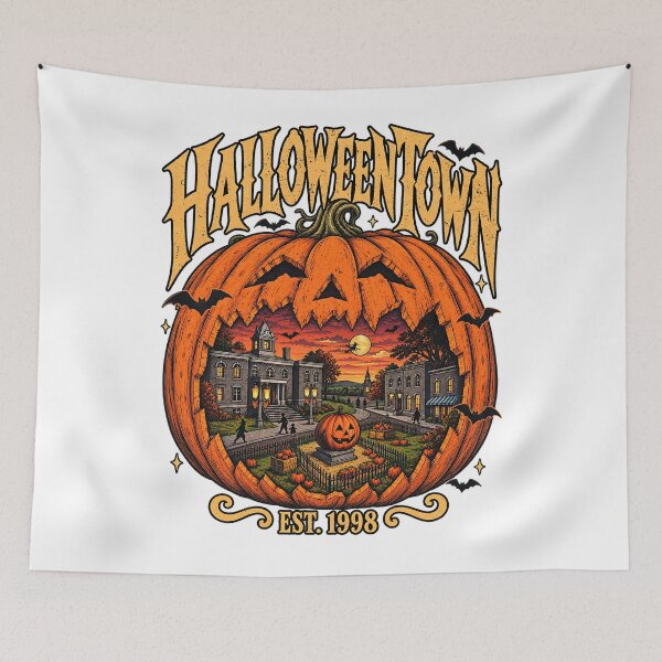 Item preview, Halloweentown Est 1998 Carved Pumpkin Vintage Town Art designed and sold by DesignArtist.ia.