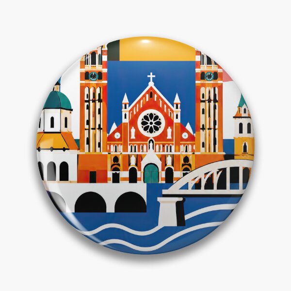 Item preview, Szeged Hungary travel poster featuring colorful landmarks, churc designed and sold by ckybe.