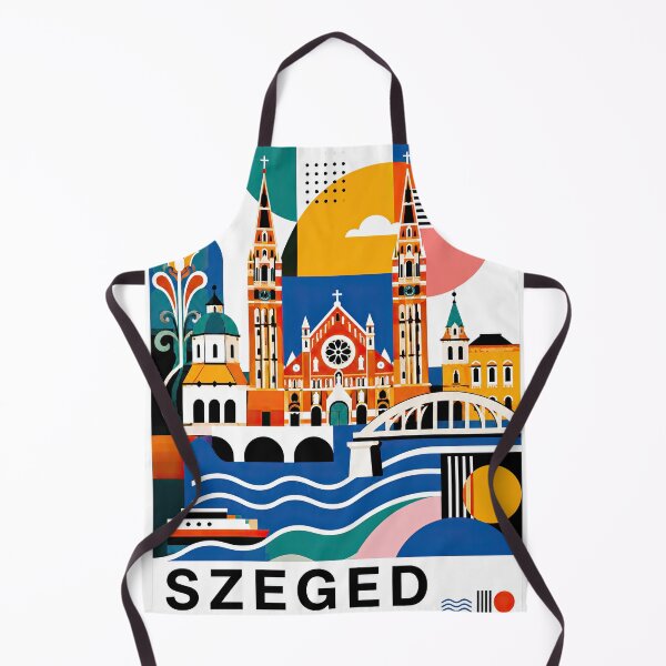 Item preview, Szeged Hungary travel poster featuring colorful landmarks, churc designed and sold by ckybe.