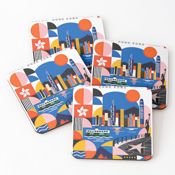 Item preview, Colorful geometric poster illustration of Hong Kong featuring designed and sold by ckybe.