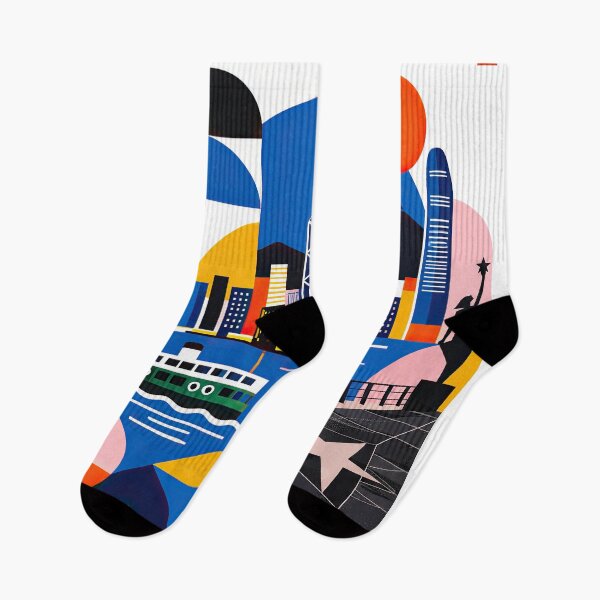Item preview, Colorful geometric poster illustration of Hong Kong featuring designed and sold by ckybe.