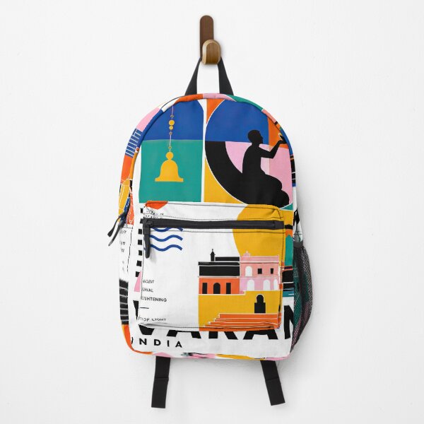 Item preview, Colorful illustrated travel poster featuring Varanasi, India, wi designed and sold by ckybe.