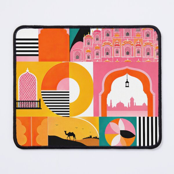Item preview, Colorful Jaipur travel poster featuring geometric architecture, designed and sold by ckybe.