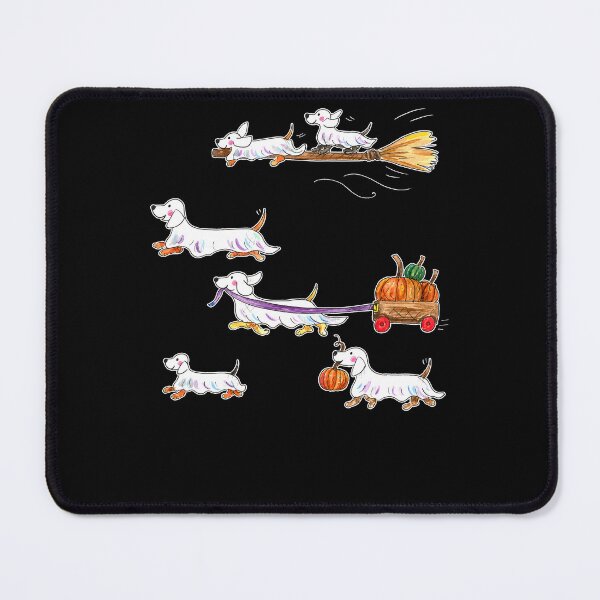 Item preview, Halloween Dachshund Dogs Flying On Broom Pumpkin Wagon designed and sold by NancyxEasSHOP.