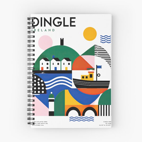 Item preview, Geometric Dingle Ireland travel poster featuring colorful houses designed and sold by ckybe.