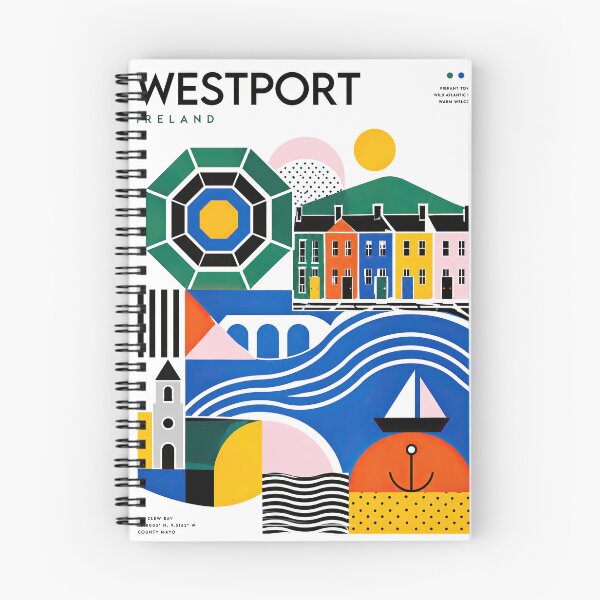 Item preview, Colorful Westport Ireland travel poster featuring seaside villag designed and sold by ckybe.