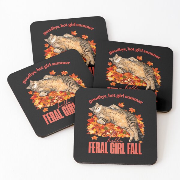 Item preview,  Goodbye Hot Girl Summer Hello Feral Girl Fall Cat Autumn Leaves designed and sold by NancyxEasSHOP.