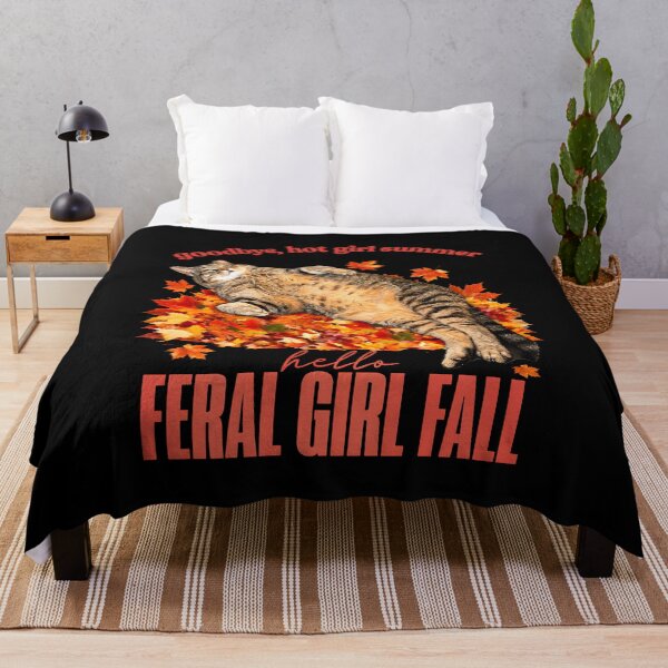 Item preview, Goodbye Hot Girl Summer Hello Feral Girl Fall Cat Autumn Leaves designed and sold by NancyxEasSHOP.
