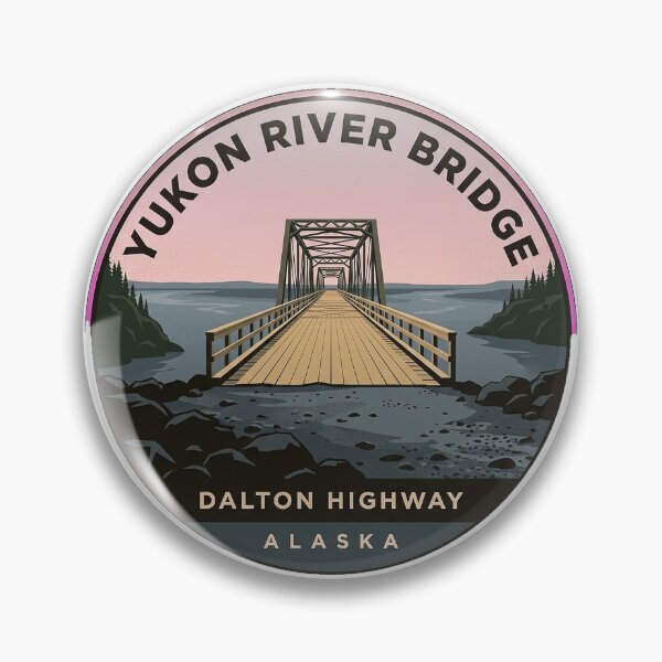 Item preview, Yukon River Bridge Arctic Circle Alaska Round Sticker designed and sold by DetourDgn.