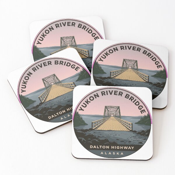 Item preview, Yukon River Bridge Arctic Circle Alaska Round Sticker designed and sold by DetourDgn.