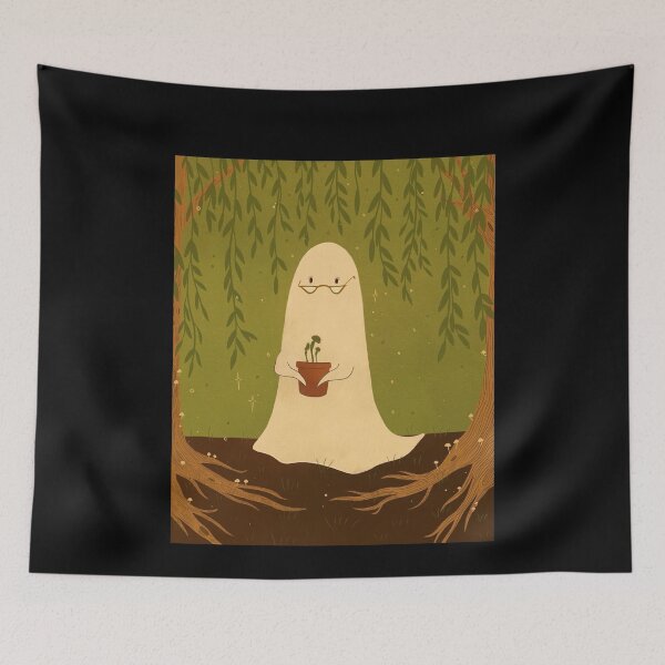Item preview,  Ghost With Glasses Holding Potted Plant In Forest designed and sold by NancyxEasSHOP.