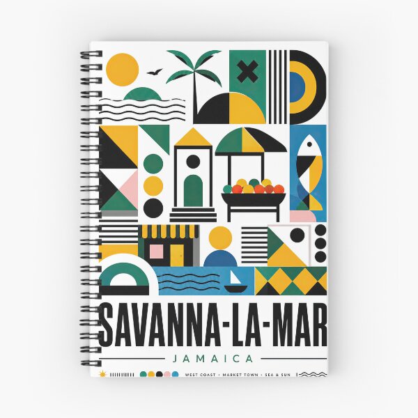 Item preview, Colorful geometric poster celebrating Savanna-La-Mar, Jamaica, w designed and sold by ckybe.