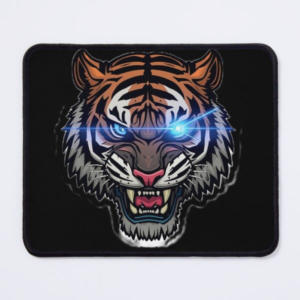 Item preview, Cyberpunk Tiger Cybernetic Glowing Blue Laser Eye Sci-Fi Sticker designed and sold by CyberPaws Art.