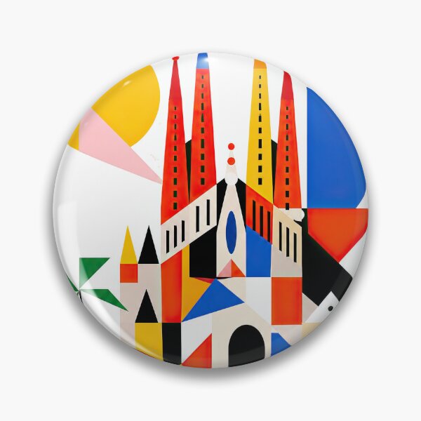 Item preview, Colorful geometric Barcelona travel poster featuring stylized ar designed and sold by ckybe.