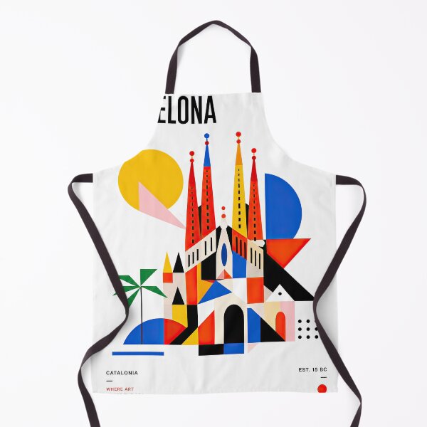 Item preview, Colorful geometric Barcelona travel poster featuring stylized ar designed and sold by ckybe.