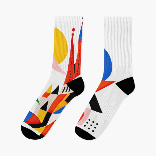 Item preview, Colorful geometric Barcelona travel poster featuring stylized ar designed and sold by ckybe.