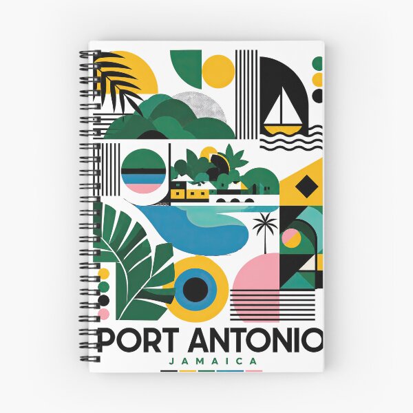 Item preview, Colorful geometric travel poster celebrating Port Antonio, Jamai designed and sold by ckybe.